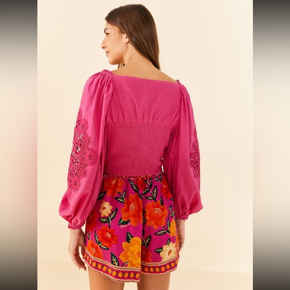 FARM Rio Pink Embroidered Blouse - Picture 3 of 9